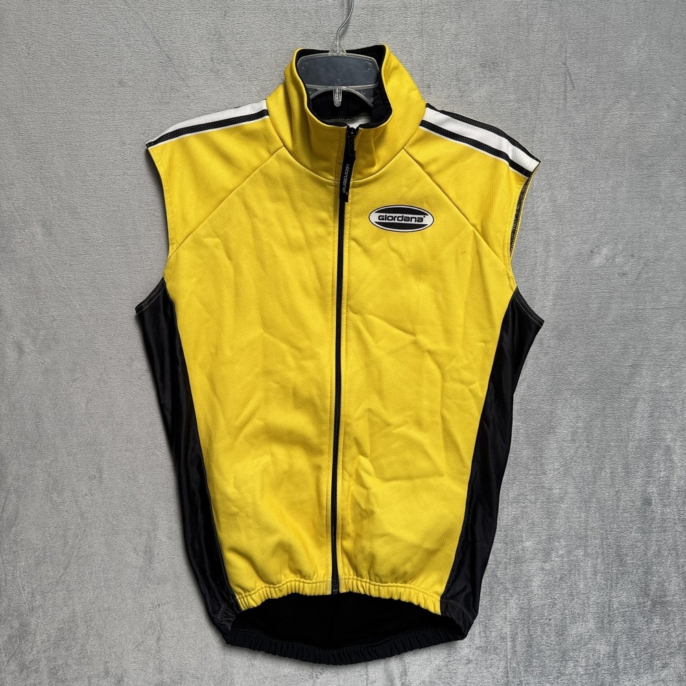 Giordana Cycling Windstopper Vest Mens Medium Yellow Black Full Zip Italy Hi Vis
